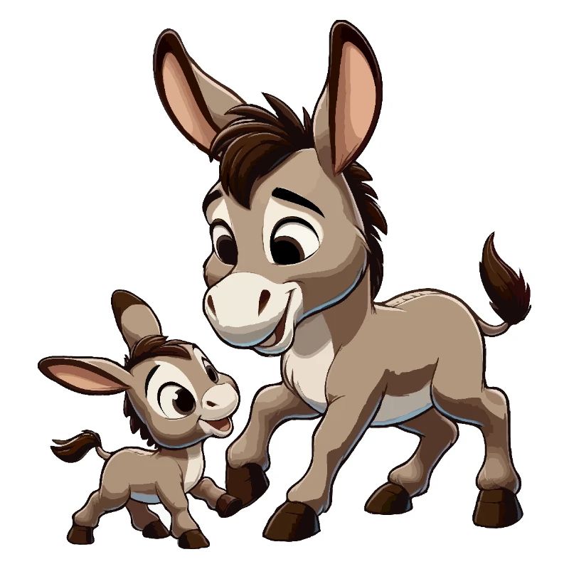 Eselmutter mit Kind grau