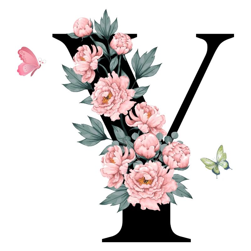 Buchstaben und rosa Blumen