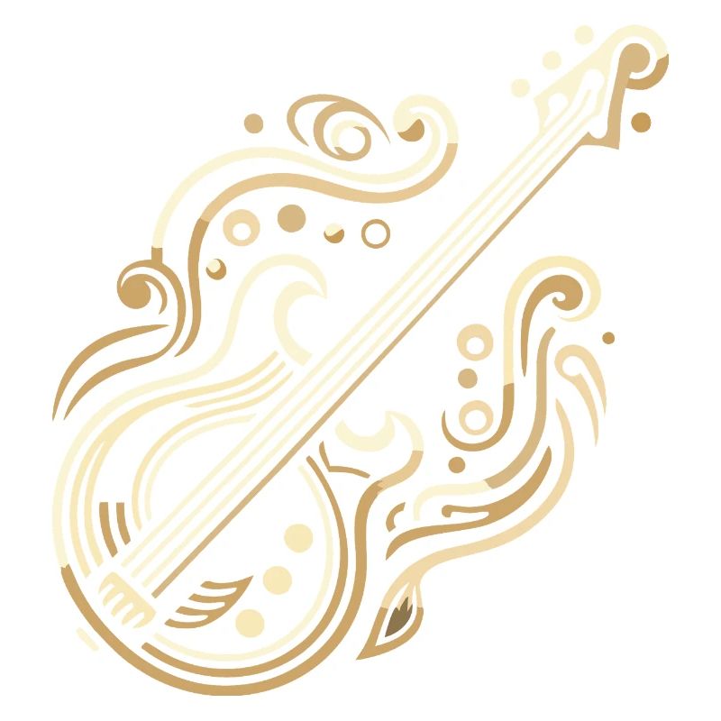 Guitare Basse Art Déco Dorée