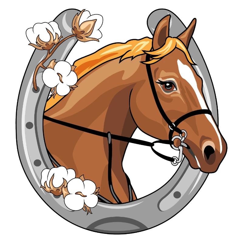 Horse head with a red mane in a frame