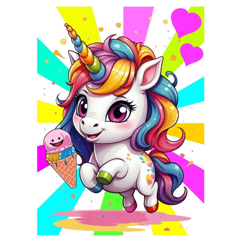 Kinder Einhorn Eis Retro Mädchen Jungen