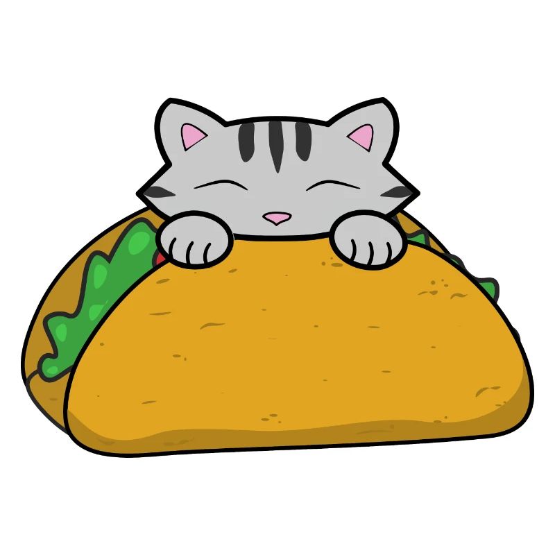 Happy Taco Tuesday, chat mignon mangeant un taco