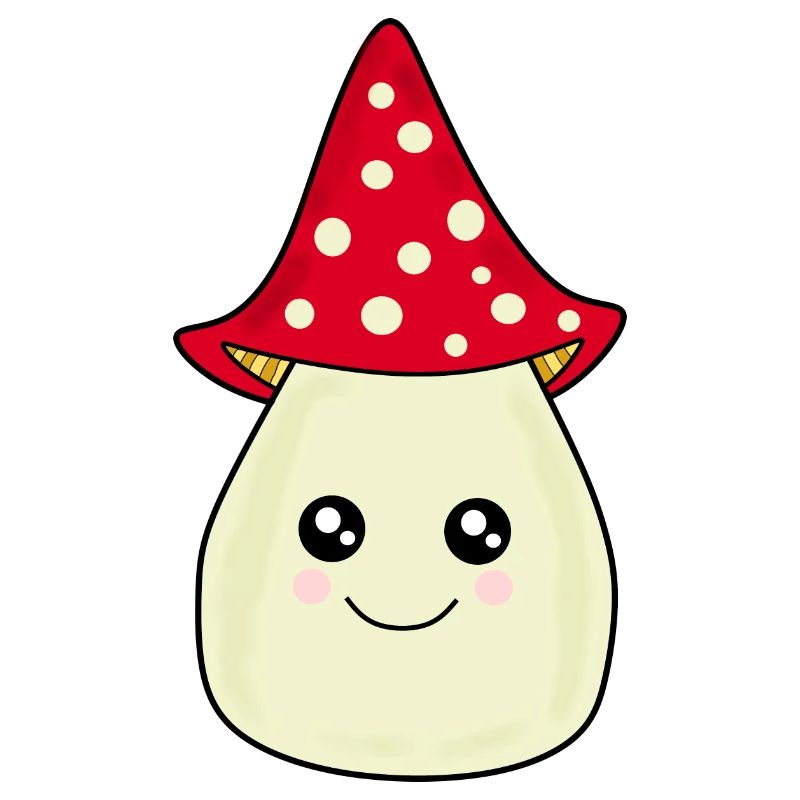Kawaii Mushroom Toadstool cute red with face