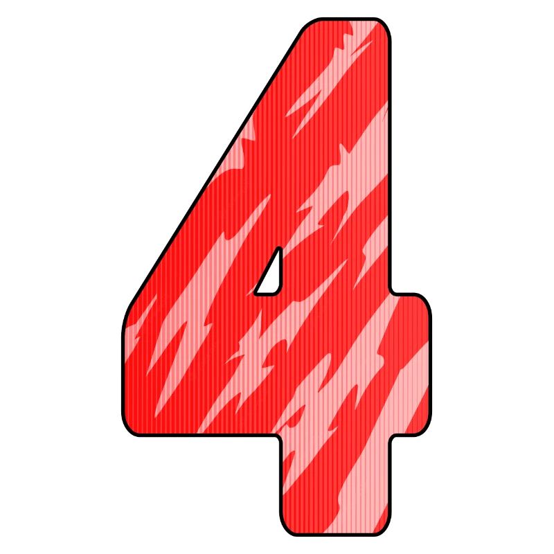 4 - Vier Zahl Nummer Muster Rot