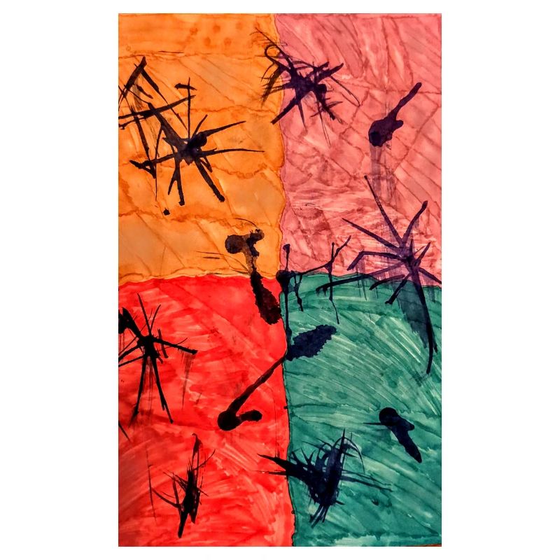 Jeu abstrait de couleurs avec motif à pointes