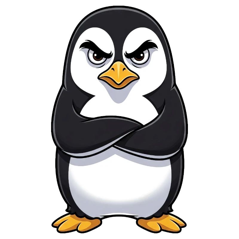 Grumpy Pinguin Cartoon sauer mürrisch genervt