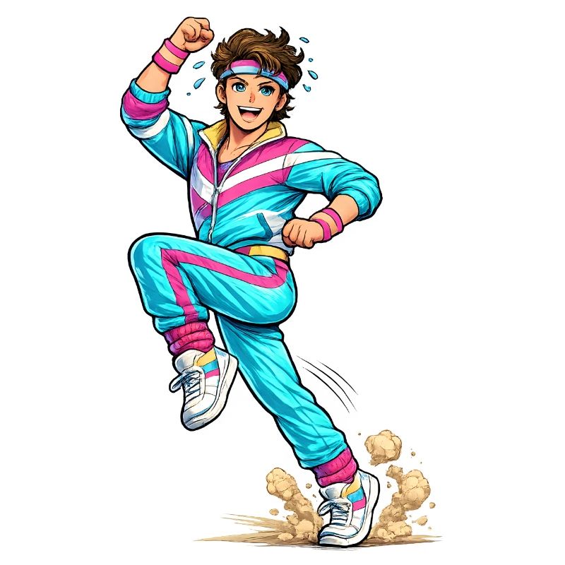 Energischer Retro-Aerobic-Mann