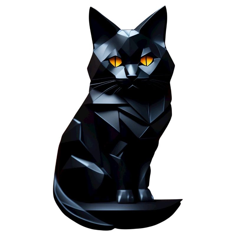 Chat noir de face origami