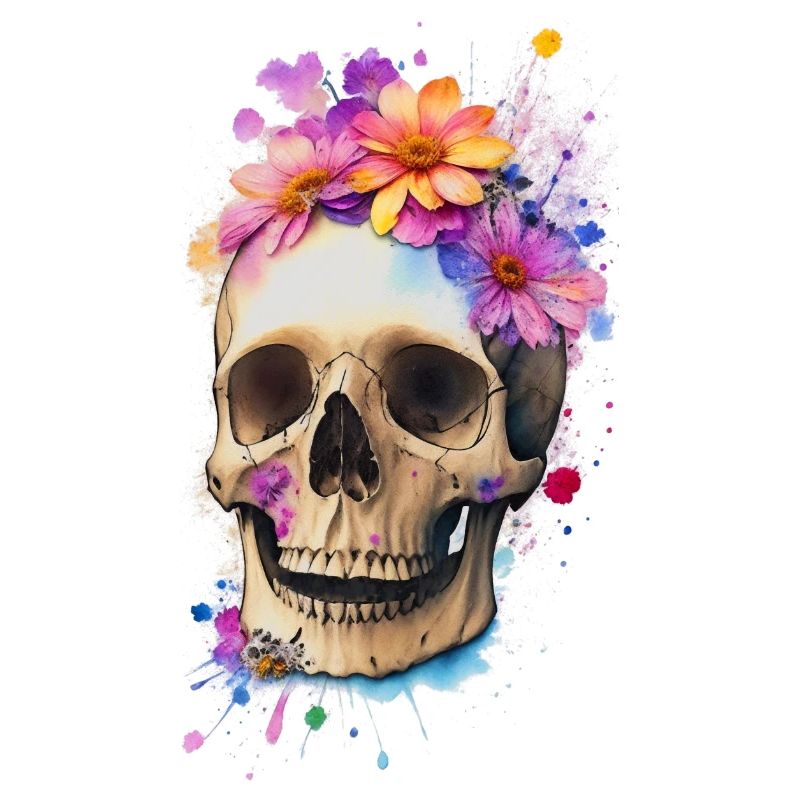Crâne avec des fleurs