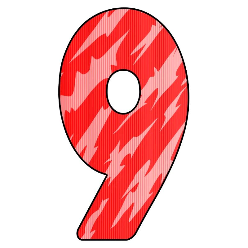 Number 9 - Nine - 9 Motif Red Pattern
