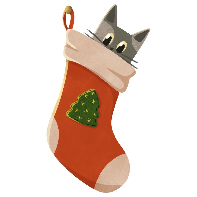 Chat en bas de Noël