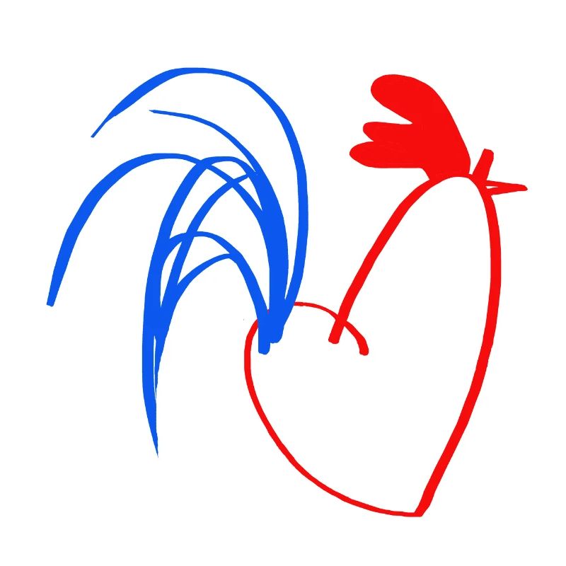 Hahn blau weiß rot