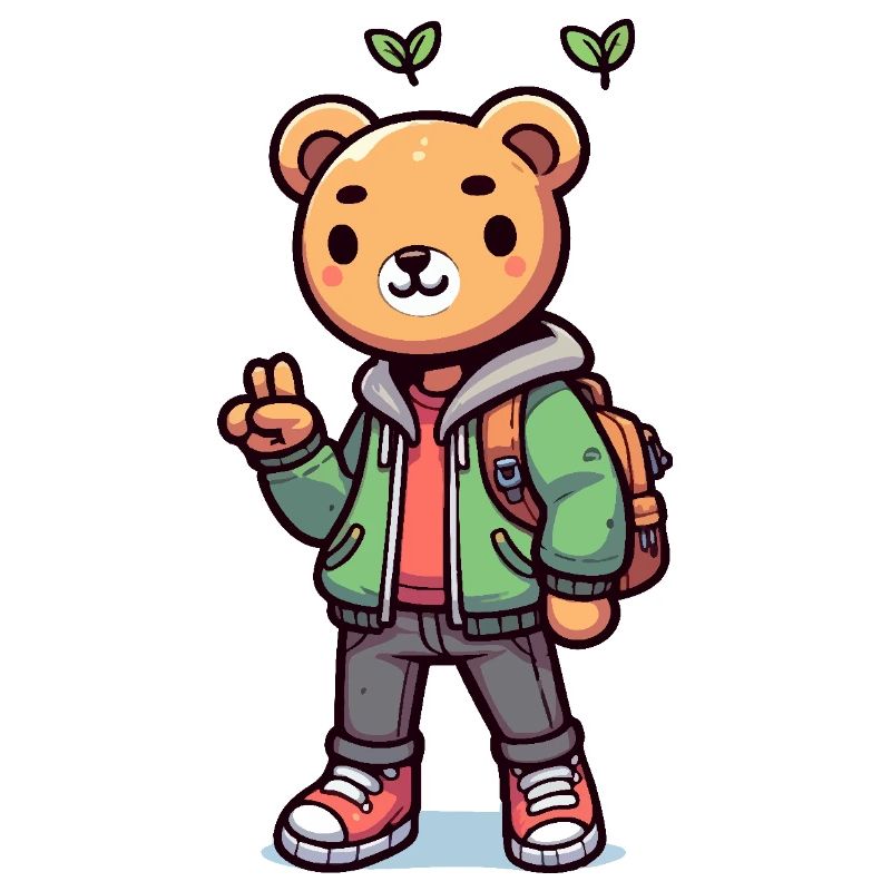 Cute teddy bear with a backpack