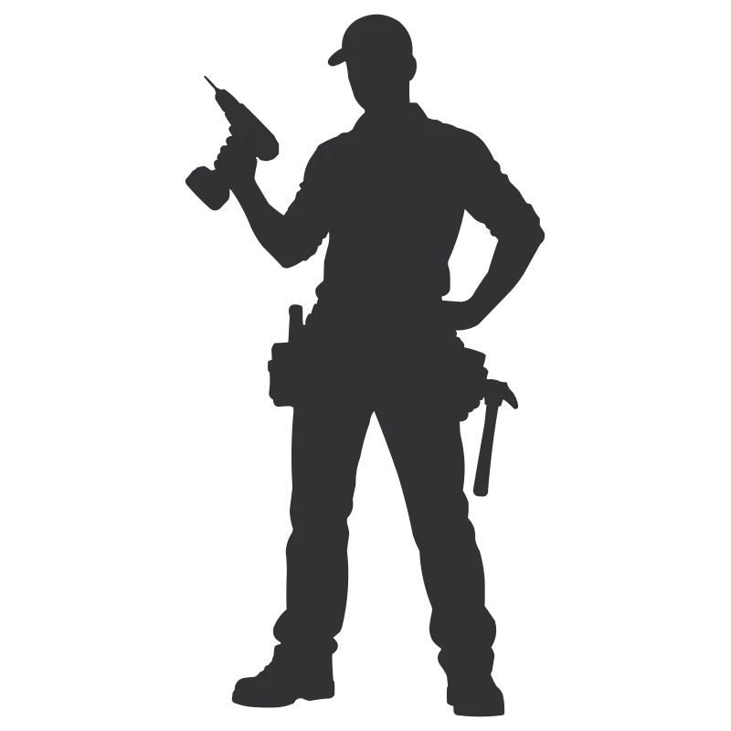 Craftsman silhouette with tools