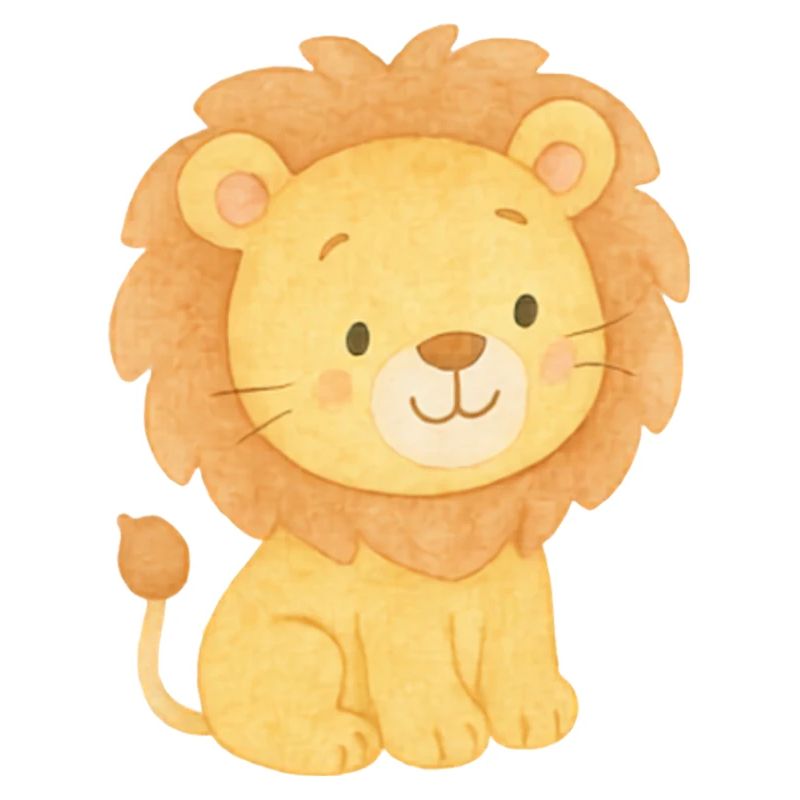 Mignon petit lion à  l’aquarelle