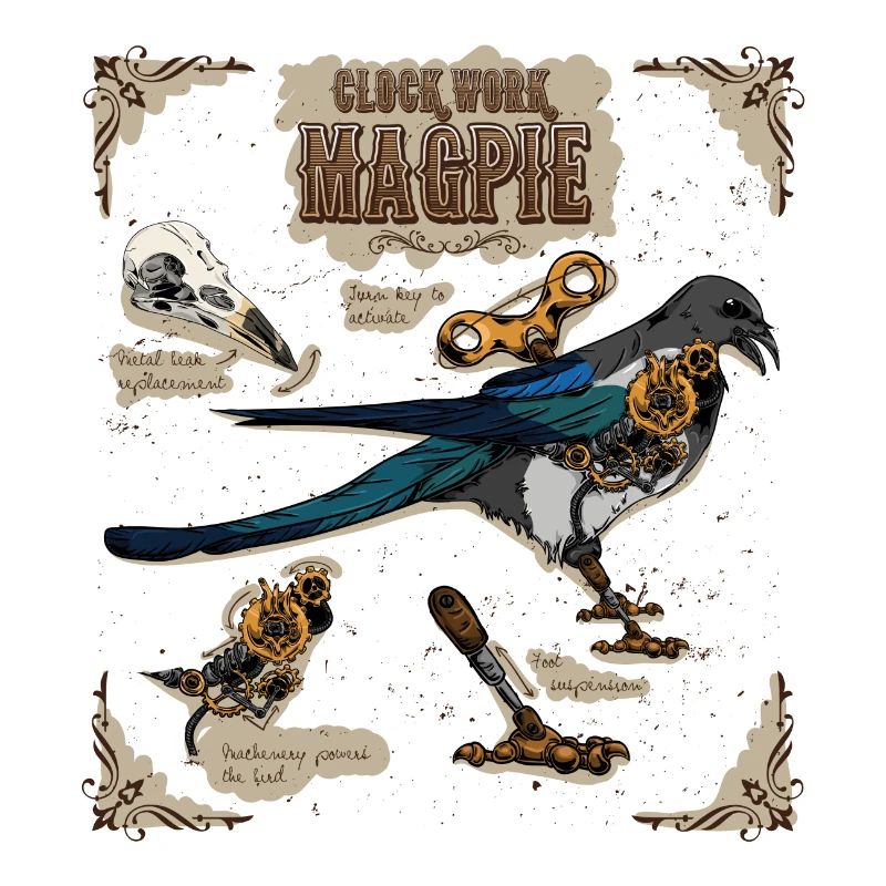 Steampunk Clockwork Magpie