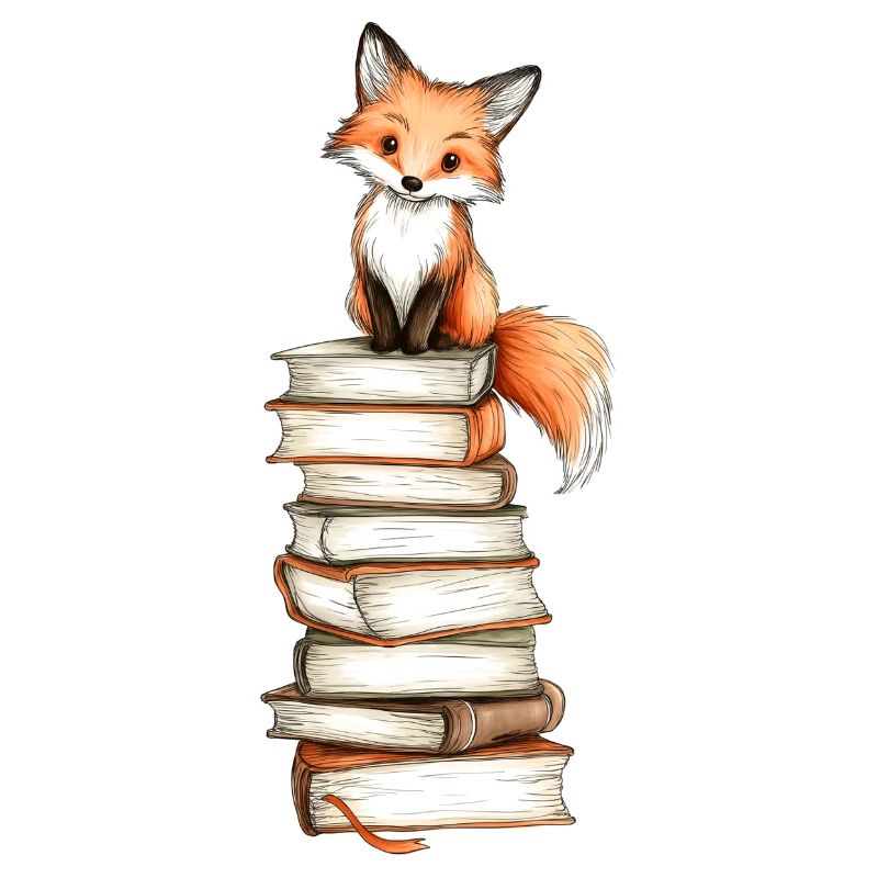 Fuchs auf Bücherstapel
