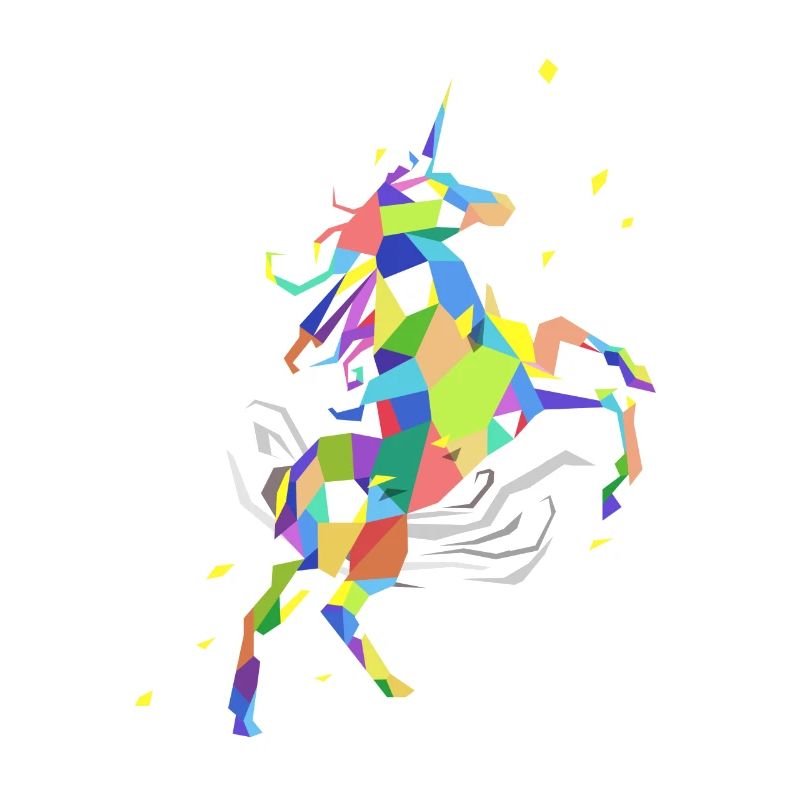 Einhorn Polygon Regenbogen farbiges Einhorn