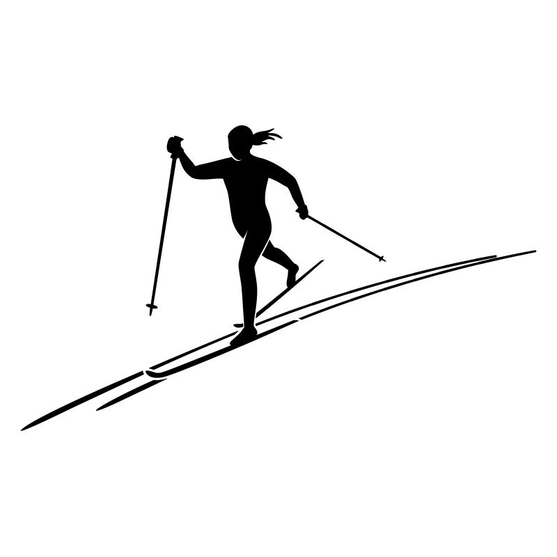 Skilangläuferin mit Skispur