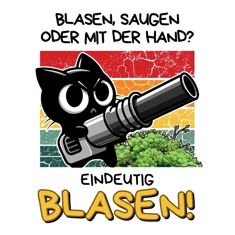 Blasen? Eindeutig! – Lustige Katze mit Laubbläser