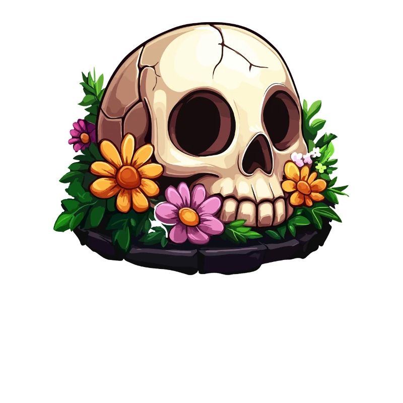 Crâne mignon avec des fleurs colorées