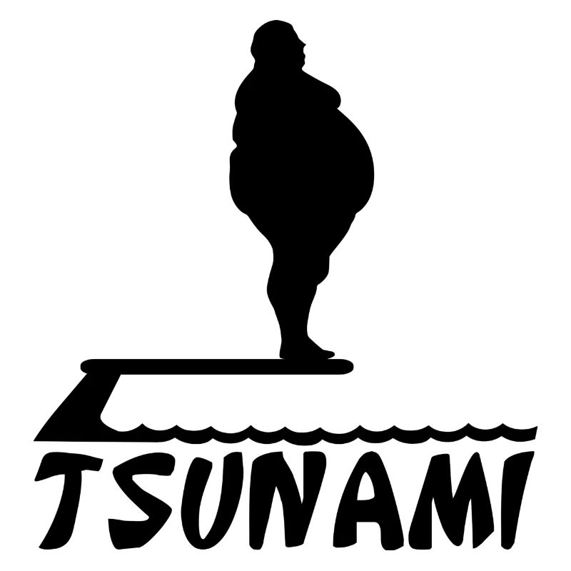 Fettsack Tsunami Silhouette dicker fetter Mann