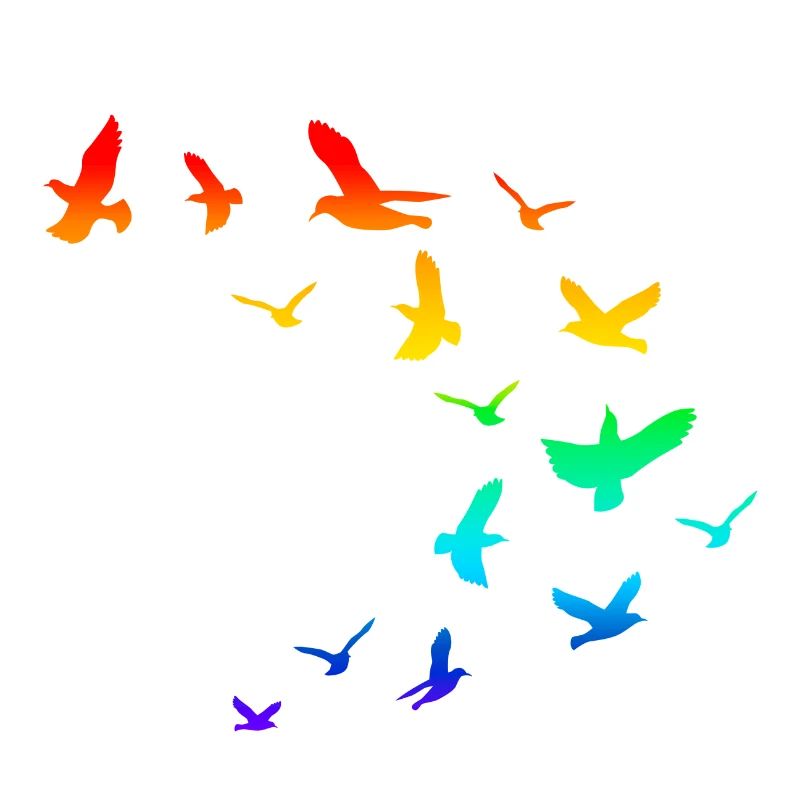 Nuée d'oiseaux arc-en-