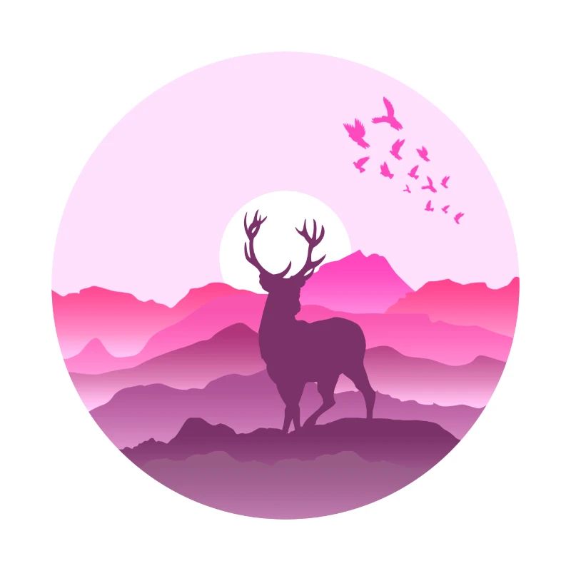 Cerf dans les montagnes avant le coucher du soleil