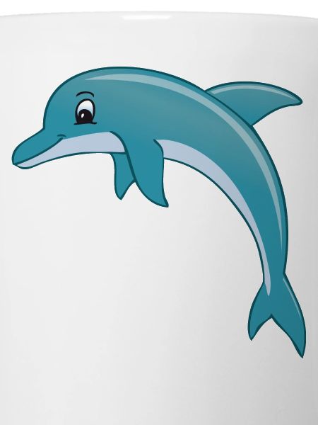 dessin animé amical dauphin bleu, gris