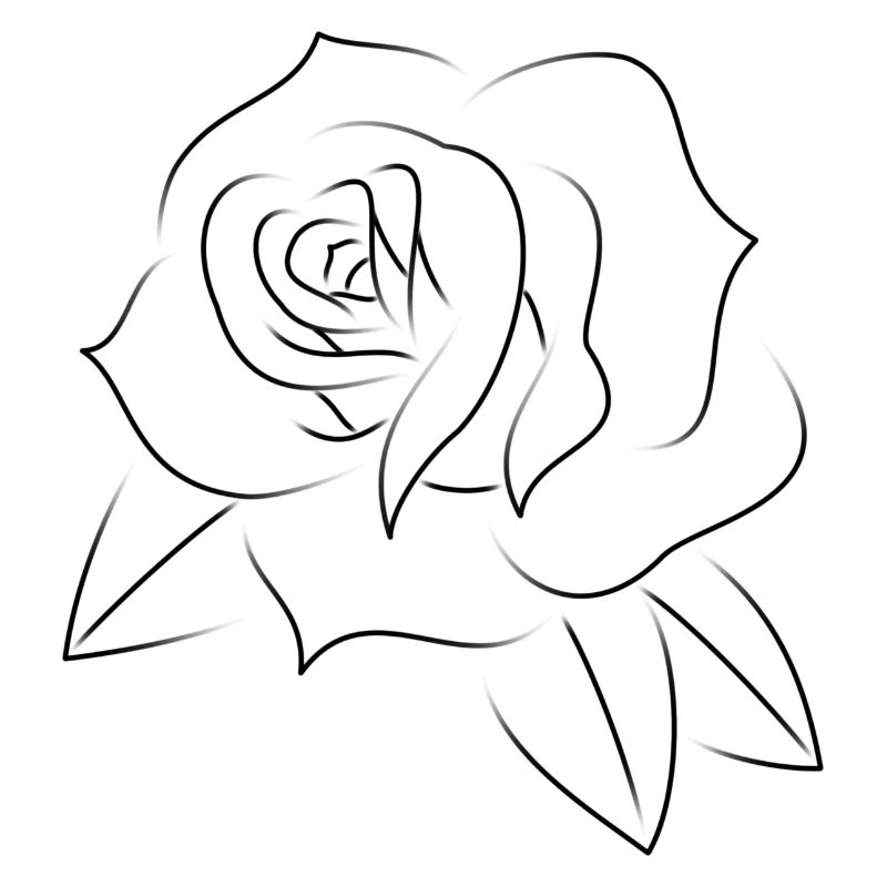 Minimal rose tattoo black