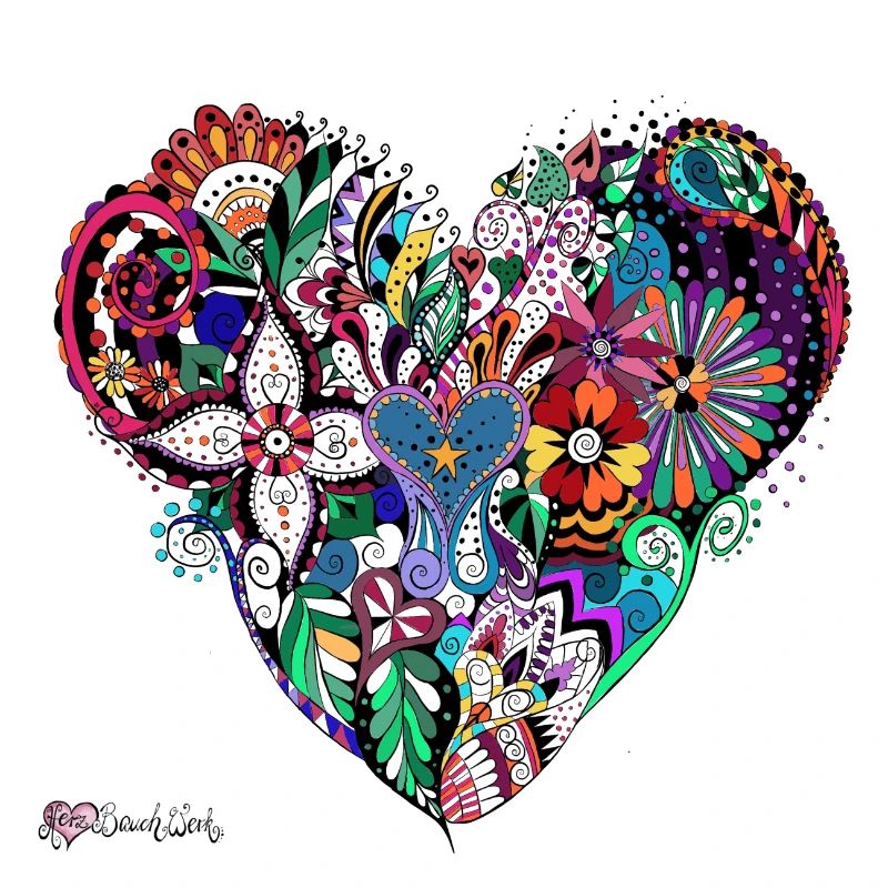 Mandala Herz bunt.