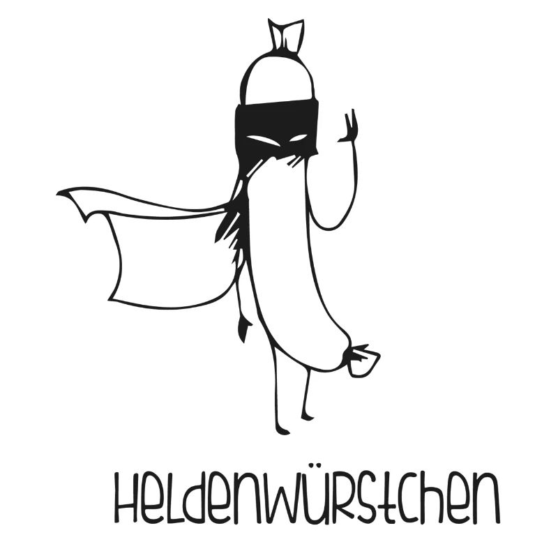 Heldenwurst. Würstchen. Superheld.
