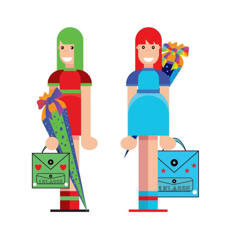 Schulkinder Einschulung Zwilinge