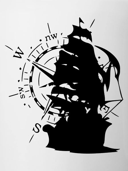 WindRose mit Segelschiff | Freizeimode Bstyled