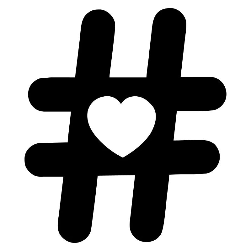 Logo hashtag symbol with heart