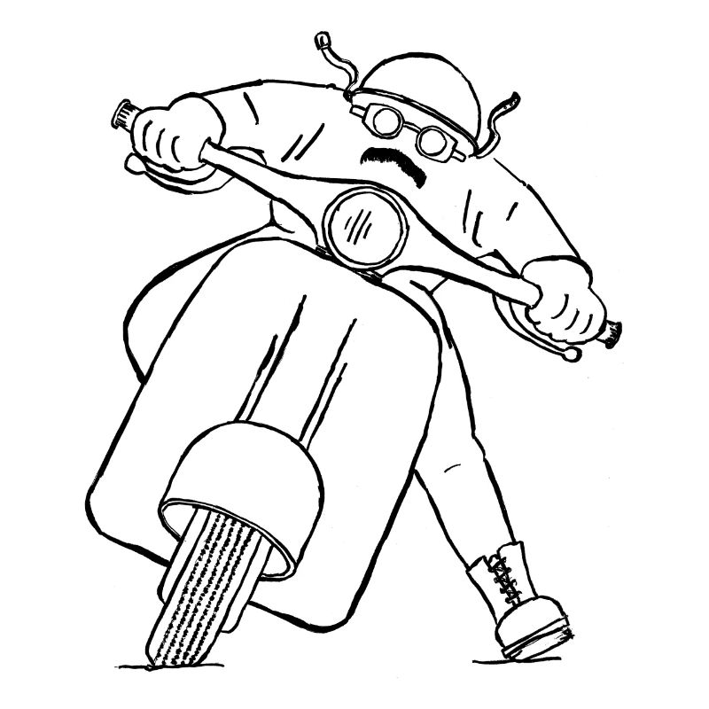 Silhouettes Rocker on Scooter Drawing
