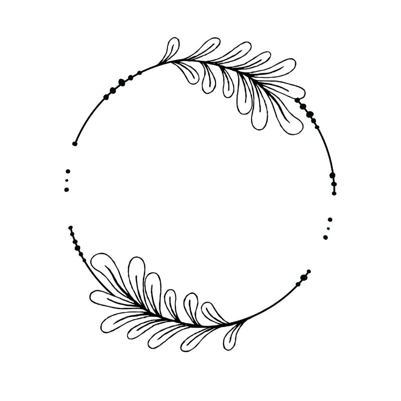 Black circle frame with leaves