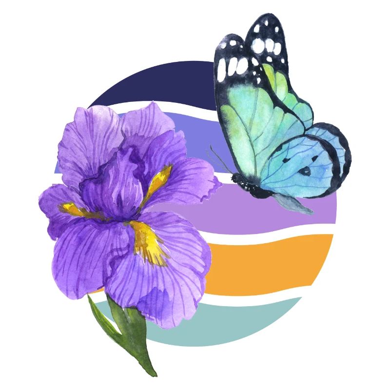 Beau papillon avec motif de fleur et de vague