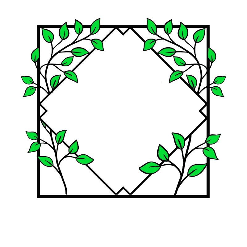 Square frame with branches decoration
