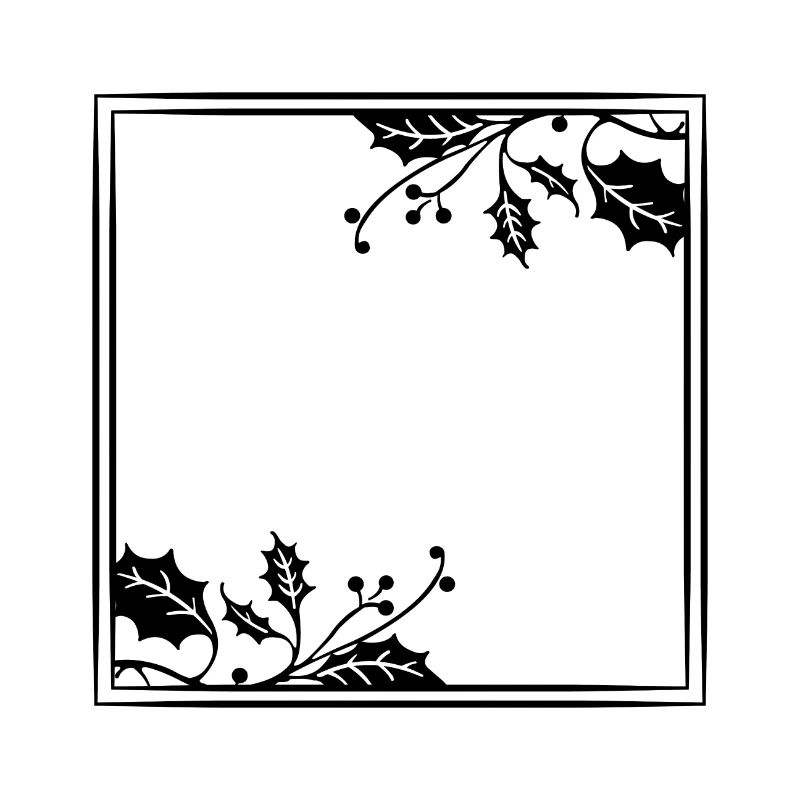 Black Frame Bay Leaf Christmas