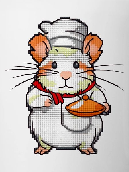 Hamster as cook and baker with bowl in 8 bit