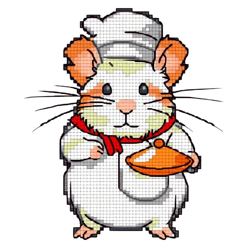 Hamster as cook and baker with bowl in 8 bit