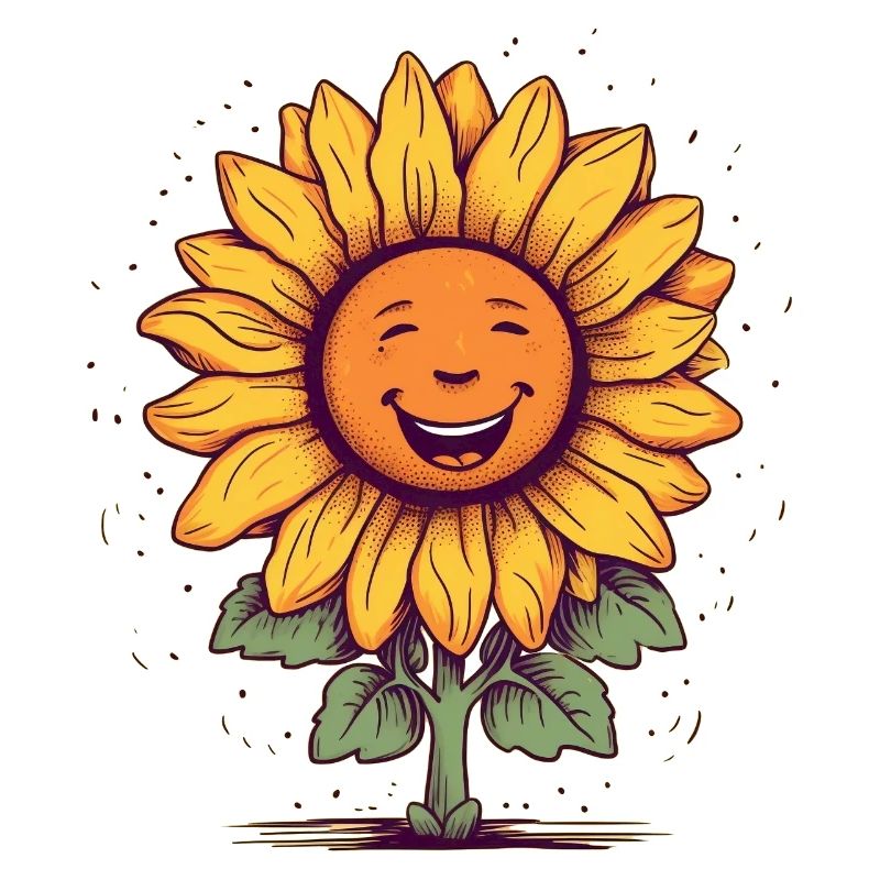 Tournesol joyeux avec visage