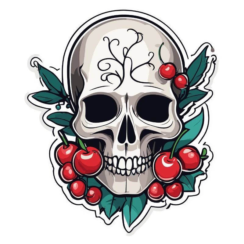 Skull with Cherrys
