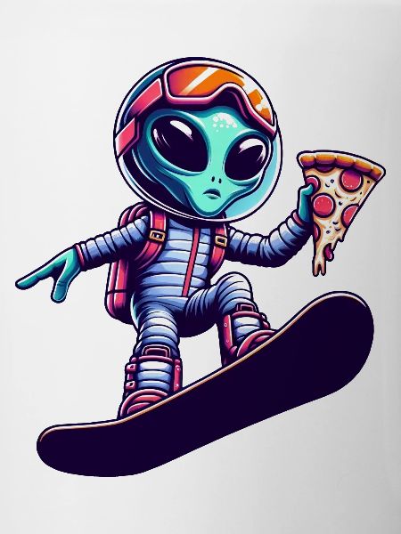 Alien Snowboard Pizza Fun