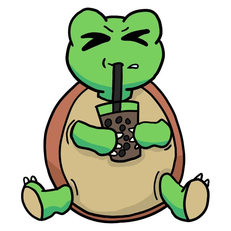 Bubble Tea Drinking Sea Turtle Anime Kawaii