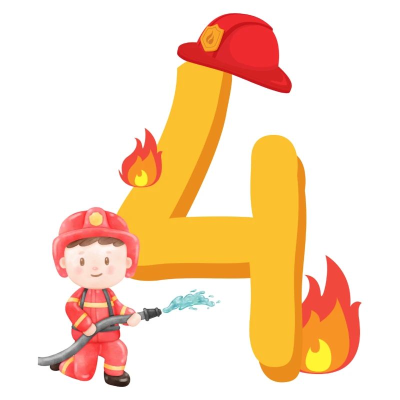 Fourth Birthday Fire Brigade Fire Extinguishing for the 4th