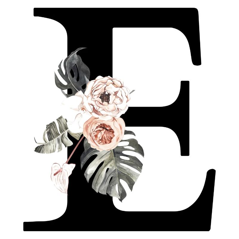 Lettre e floral tropical