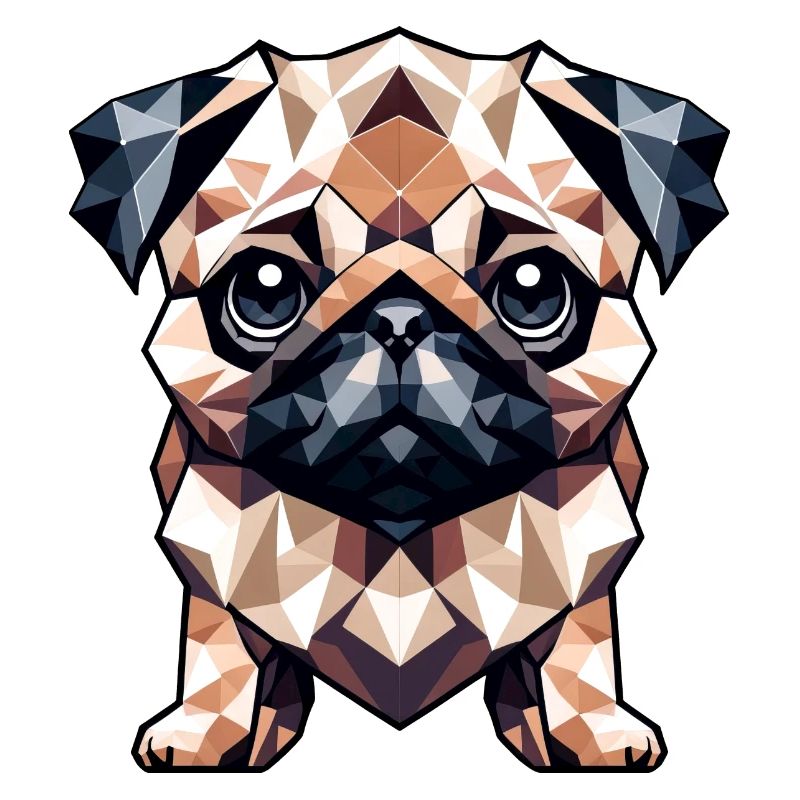 Mops in Polygon-Kunst Geometrisches Design