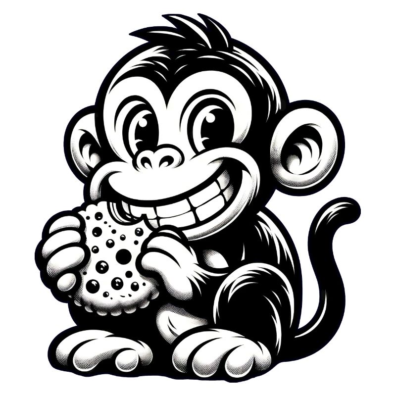 Chimpanzee with Biscuit Monochrome Design